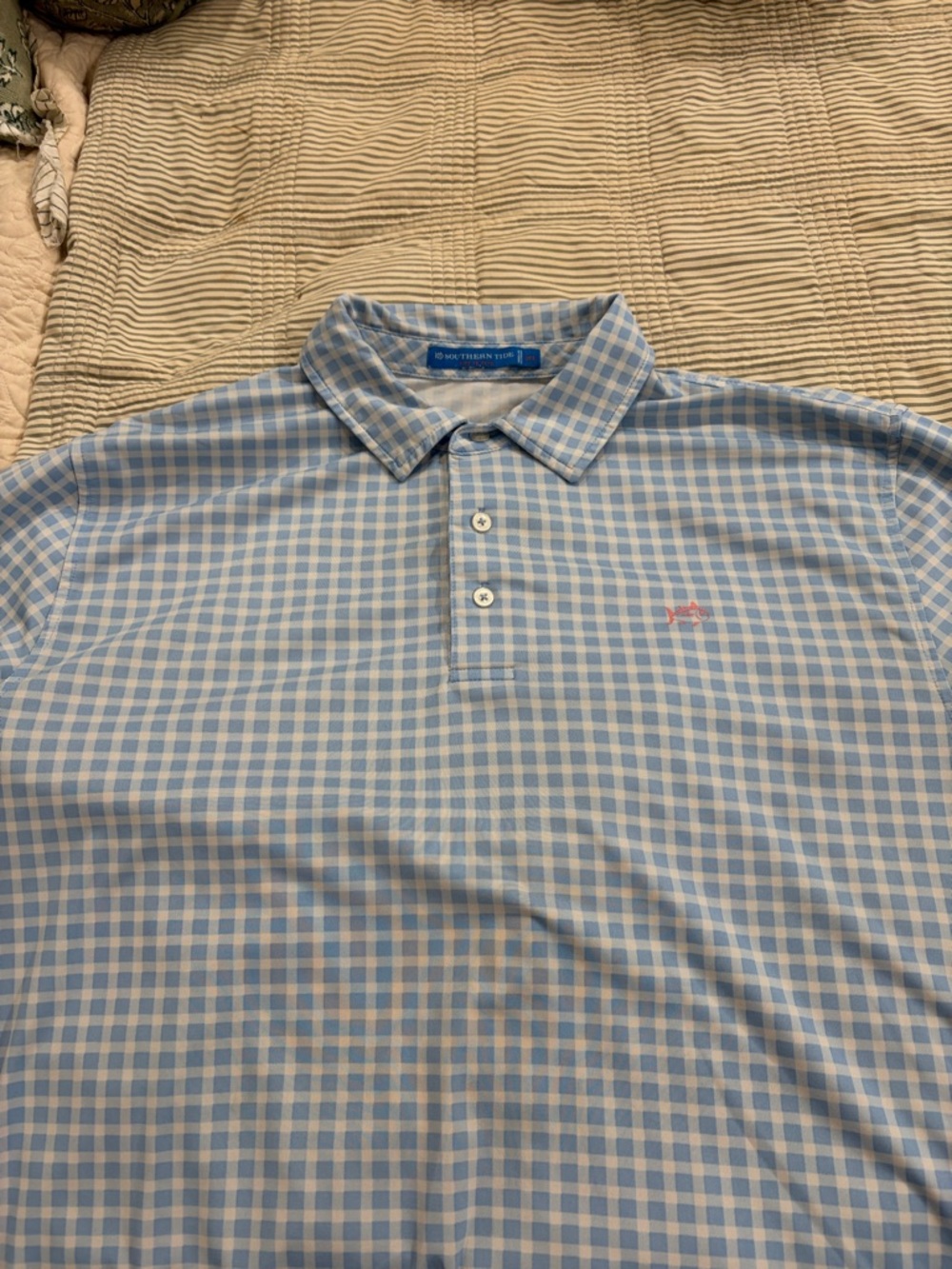 Southern Tide Golf Polo Blue Check Polo Shirt - Classic Men's Short Sleeve